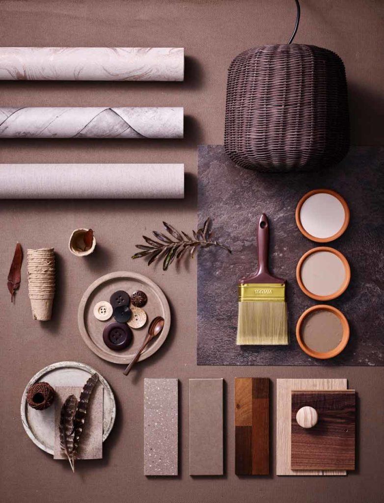 flat lay photography brown theme