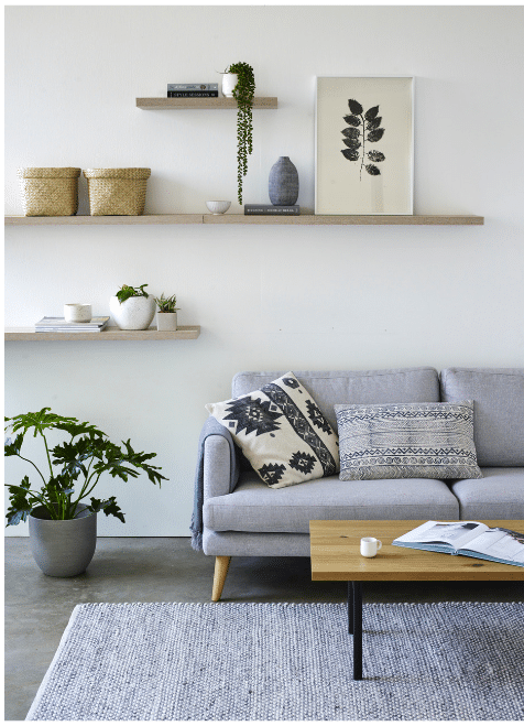 living room lifestyle photography with a grey and white theme