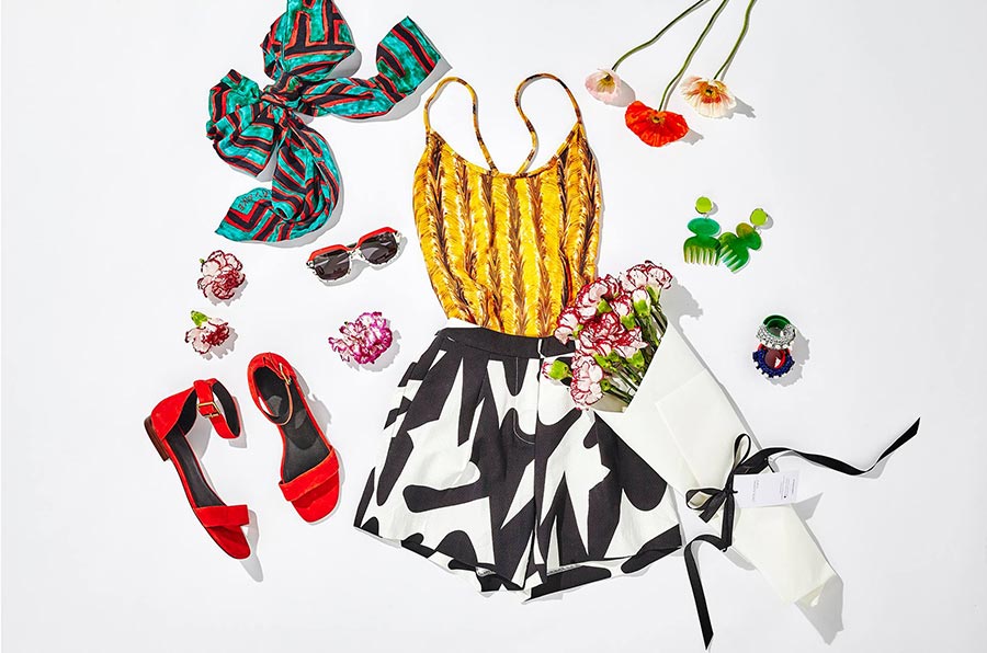 colourful clothes flat lay shot